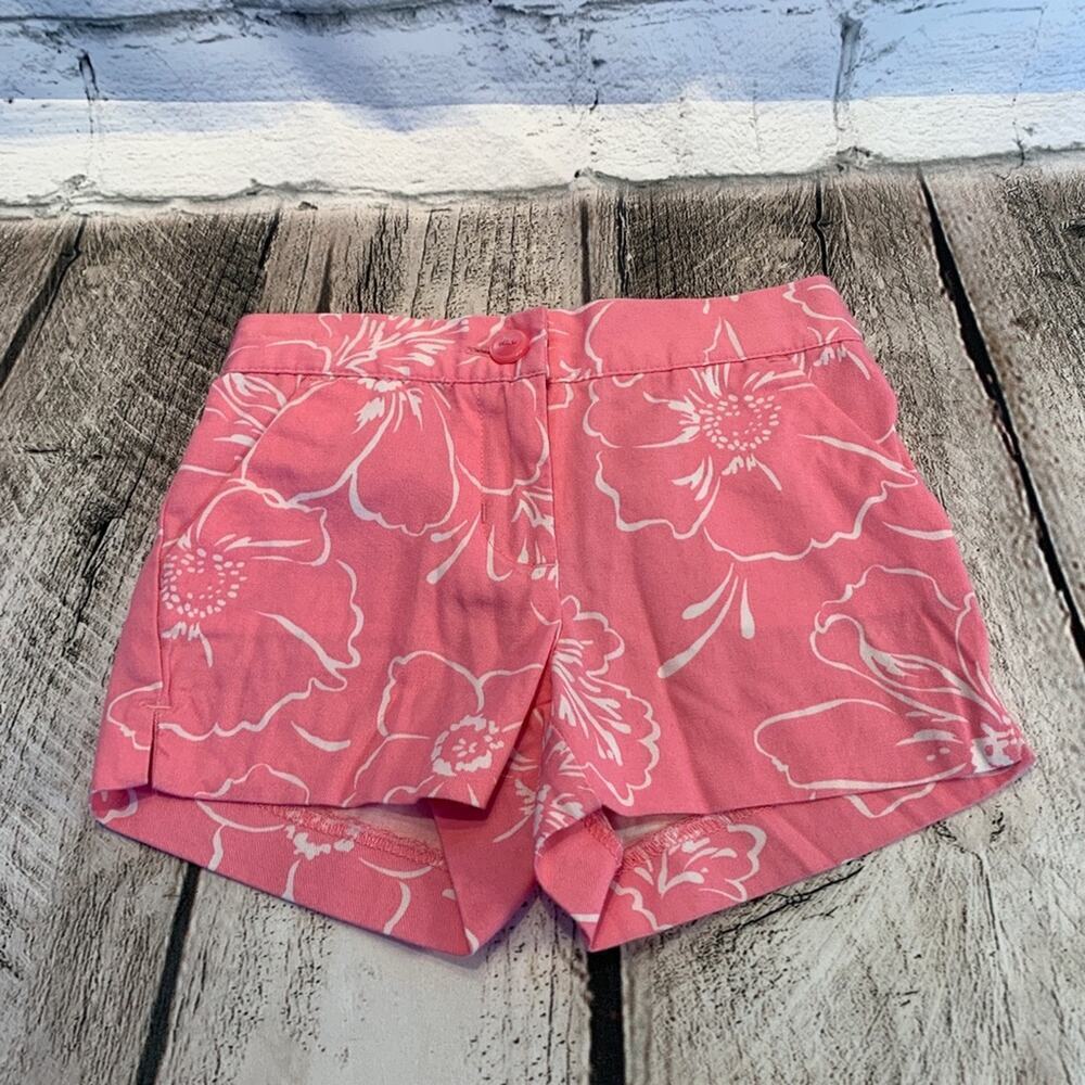 JANIE AND JACK Girl’s NWOT Pink/White Flowered Button Zip Up Shorts/Size: 3-6 Mo